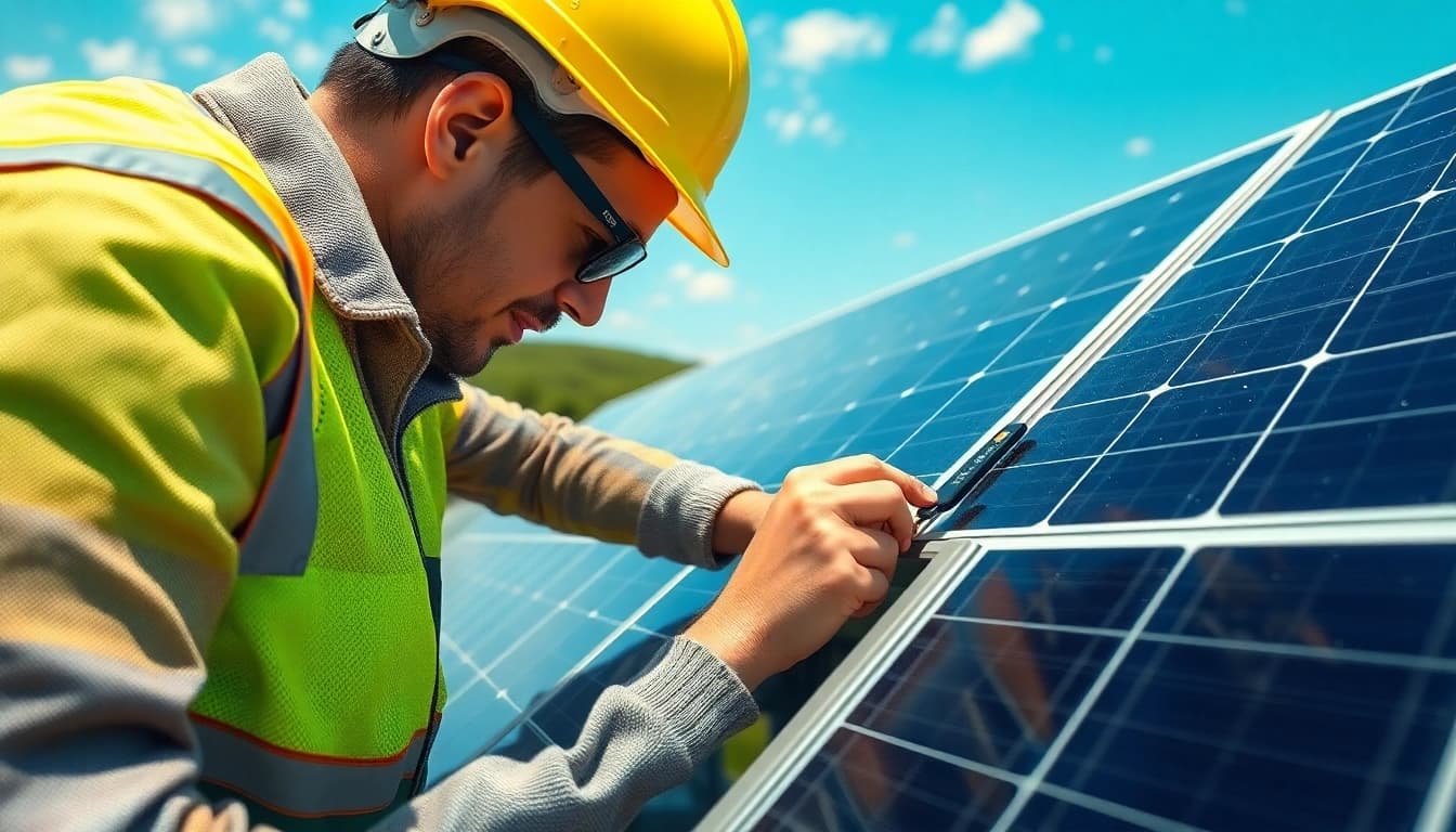 Optimiere Photovoltaik Leads durch erfahrenen Techniker bei der Installation von Solarpanelen.