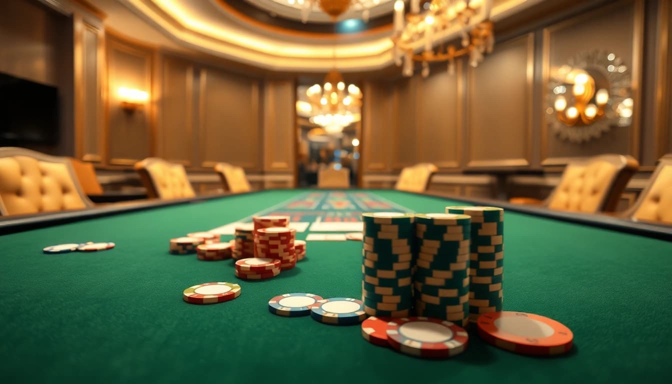 Der pflegedienst bereitet einen eleganten Spieltisch für Casino-Abende vor.
