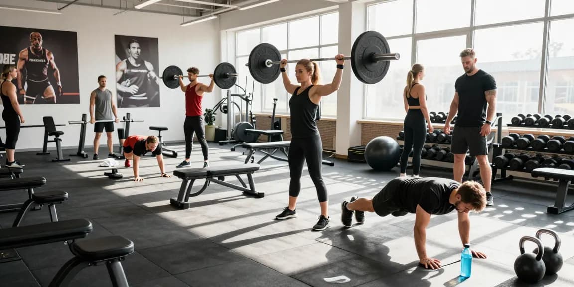 Kraftsportler, die in einem Fitnessstudio in Deutschland trainieren, und Anabolika Shop Deutschland für effektives Muskelaufbau präsentieren.