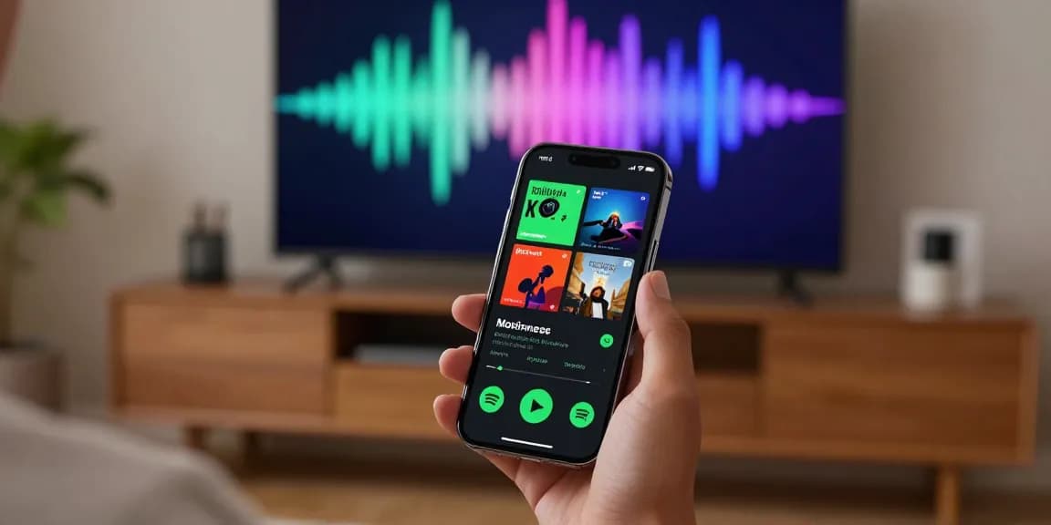 Enjoying the spotify mod music experience in a cozy living room environment.