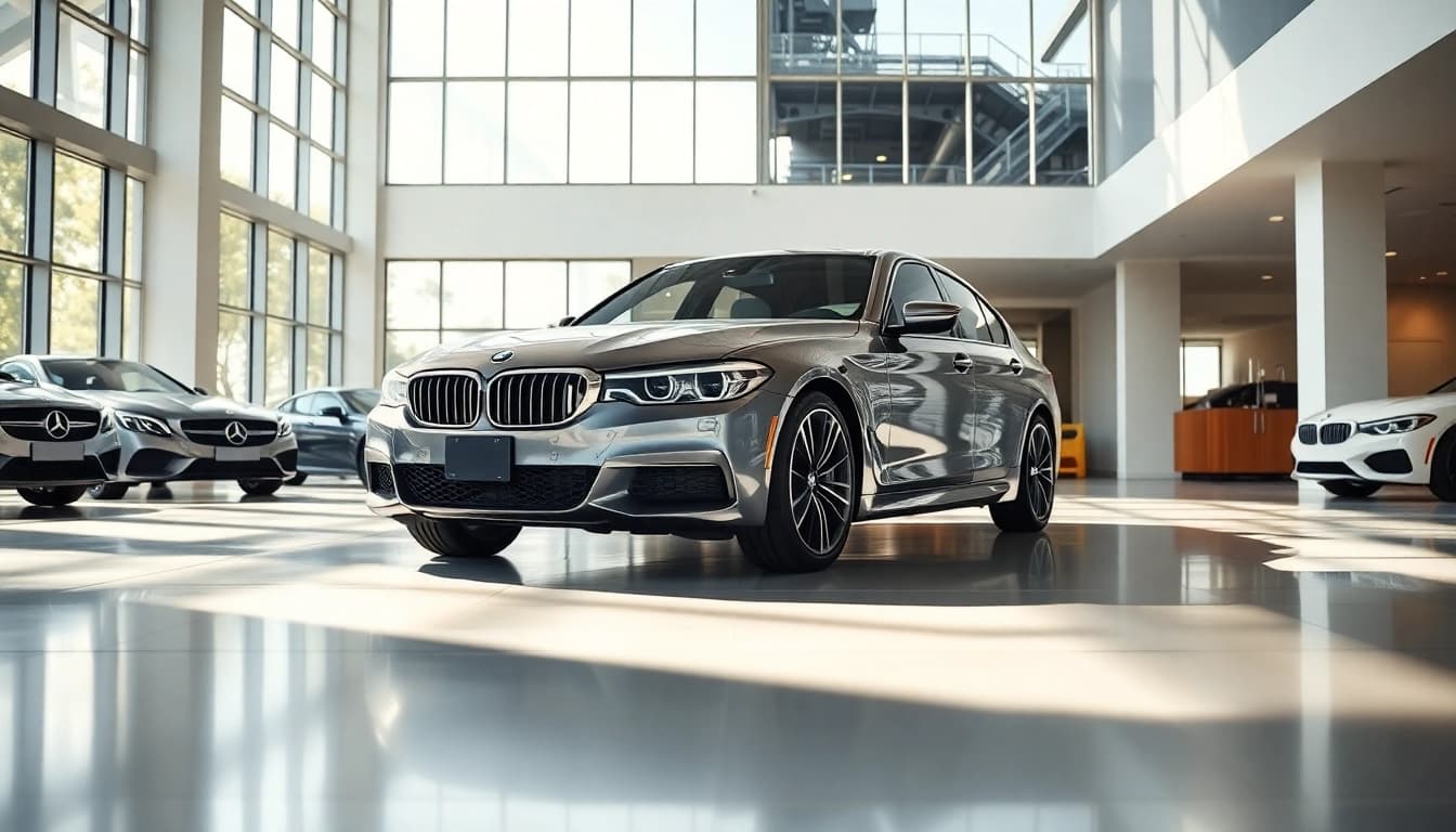 BMW kaufen in einem modernen, eleganten Autohaus mit edlem Licht und einem luxuriösen Design.