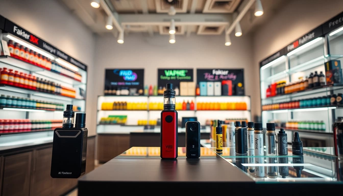 Al Fakher 30K Hypermax und andere Vape-Produkte in einem modernen Geschäft.