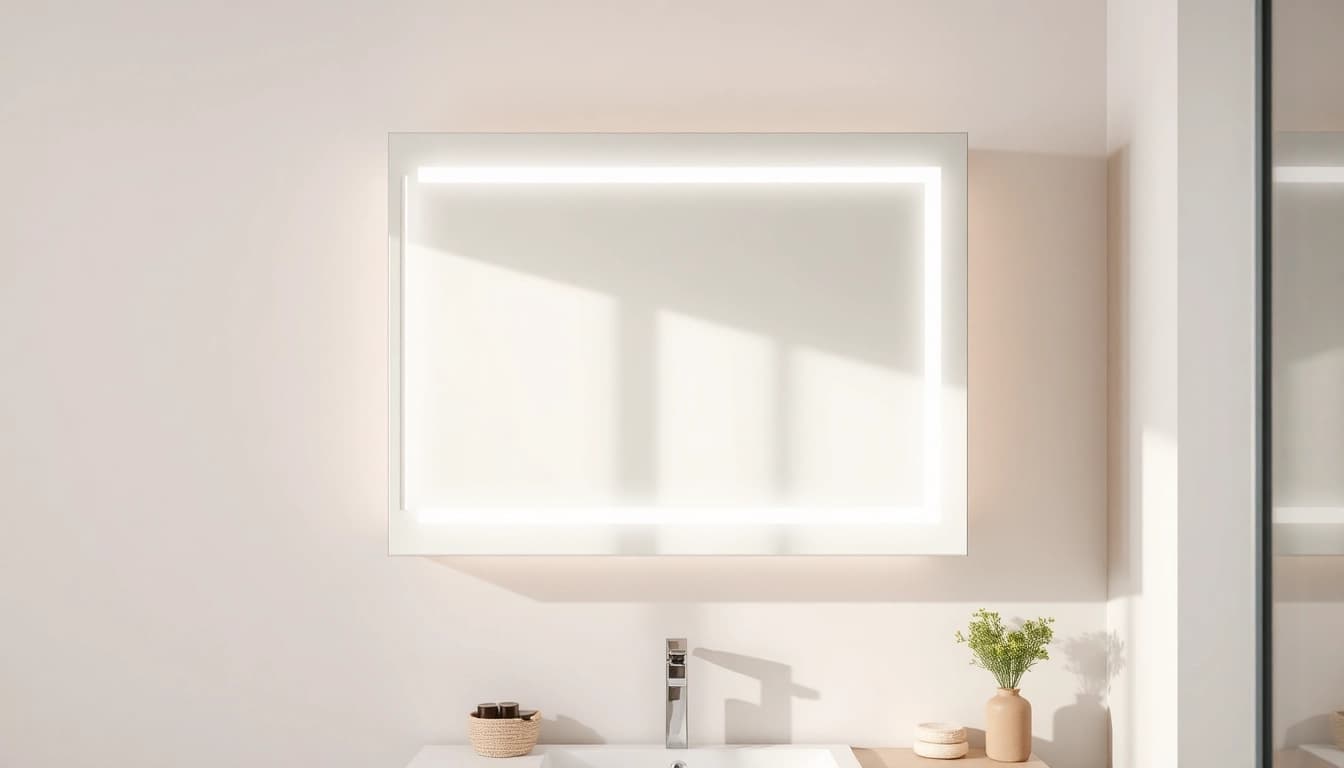 Moderner spiegelschrank mit led Beleuchtung, der elegantes Design mit Funktionalität vereint.