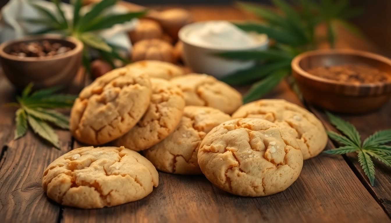 Bake delicious kekse hasch with rich golden color and tempting texture on a wooden table.