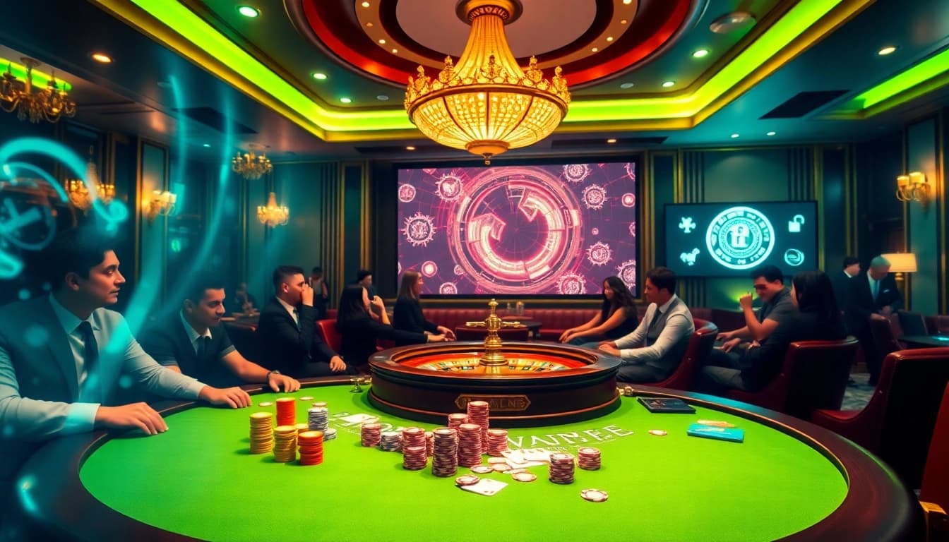 Excited players enjoying poker at a casino, highlighting hidden wiki onion elements.