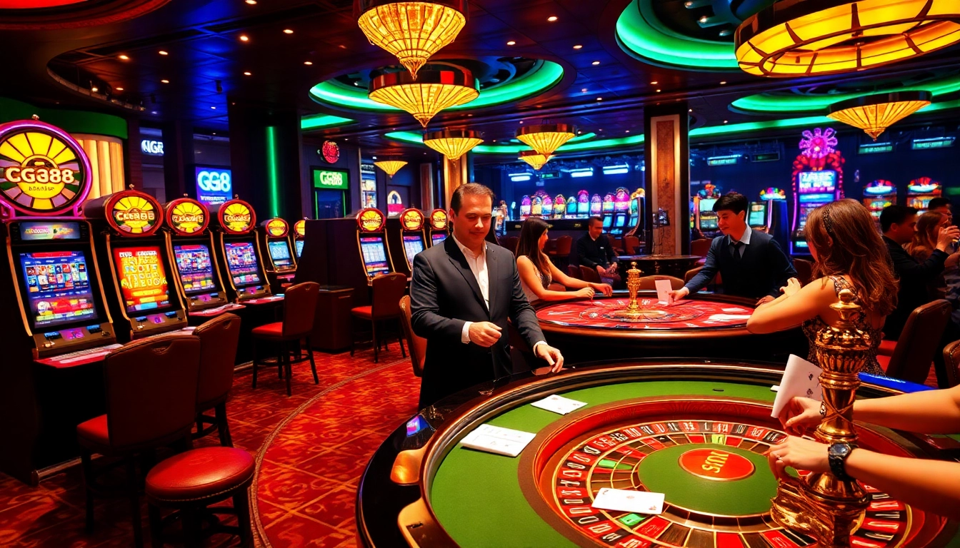 Experience the excitement of gambling at https://gg88.ltd/ with vibrant casino tables filled with chips and cards.