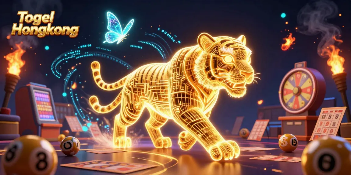 Engage in Togel Hongkong excitement as a golden tiger prowls through a vibrant lottery landscape.