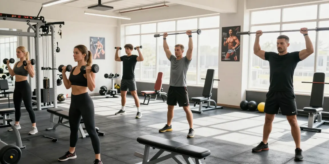 Anabolika Shop für Bodybuilder in einem modernen Fitnessstudio, wo mehrere Athleten im Training sind.