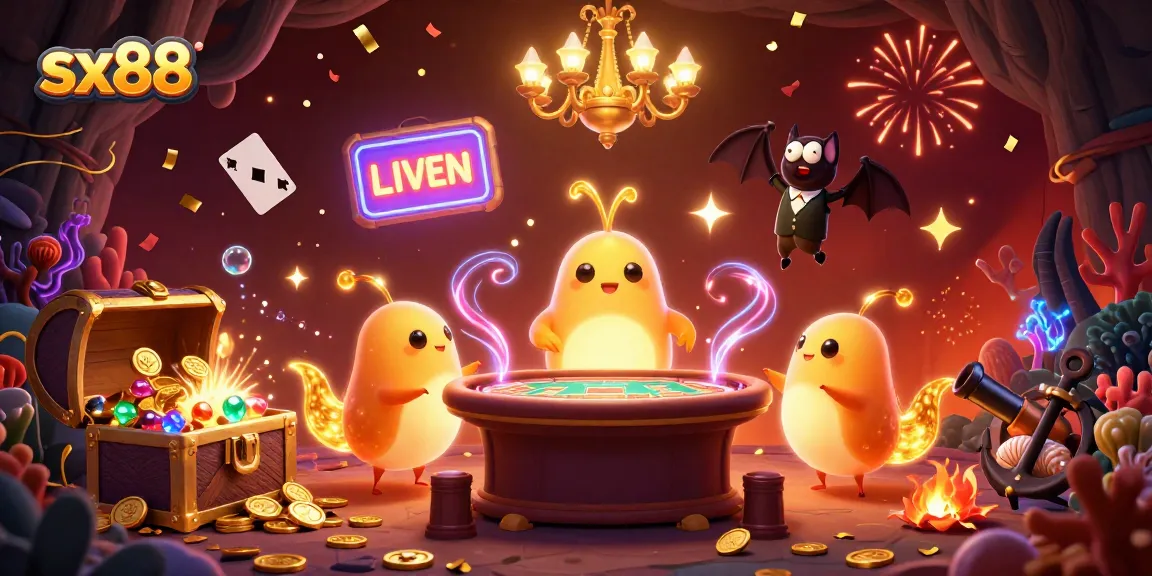 Experience the thrilling ambiance of sx88's casino with glowworms illuminating gameplay and treasures.