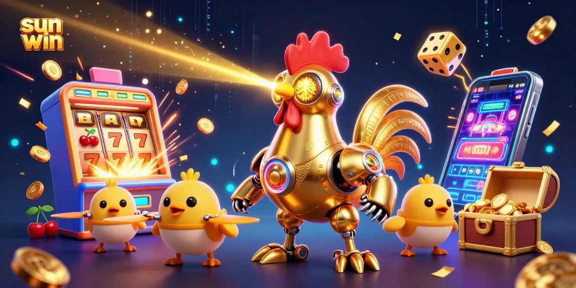 Experience vibrant thrills with sun win jackpot slots and animated characters in this vibrant casino scene.