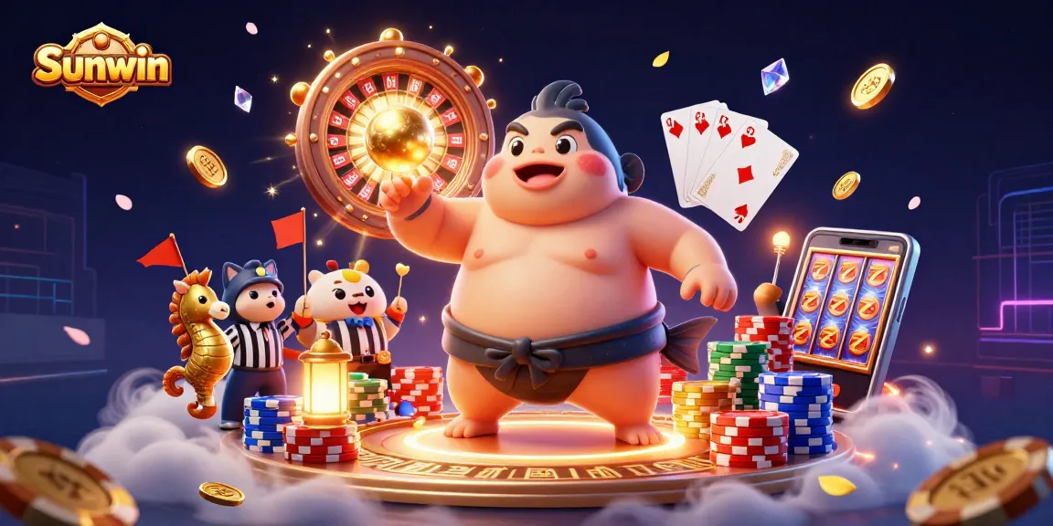 Experience excitement with Sunwin's underwater casino featuring playful characters and vibrant gaming elements.