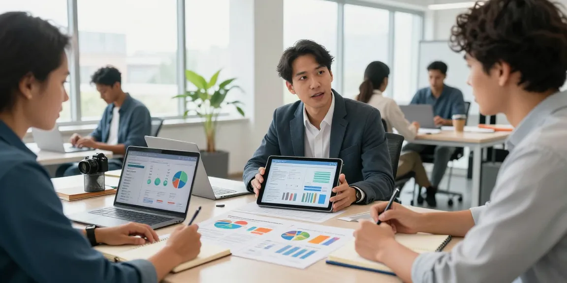 Wertschätzung Arbeit in einem modernen Büro mit einem Team, das Erfahrungen bewertet und Feedback visualisiert.