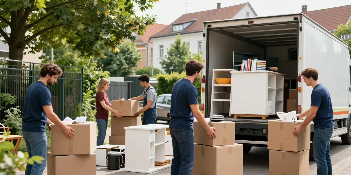 Professionelles Umzugsunternehmen bei der Wohnungsauflösung in Berlin Steglitz, Möbel und Haushaltsgegenstände werden umweltbewusst verpackt.