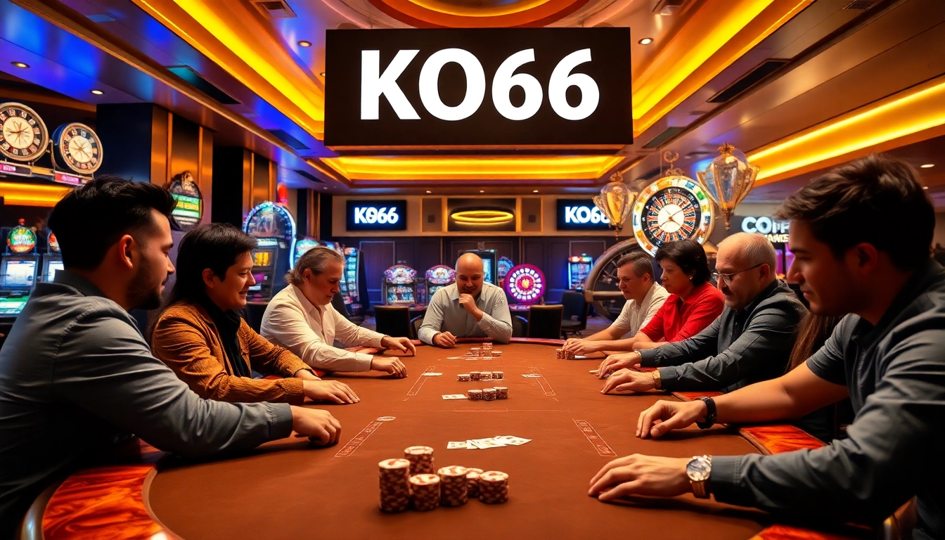 Trải nghiệm trò chơi poker đầy hồi hộp tại casino KO66, với những chip sáng màu và sự tập trung cao độ của người chơi.
