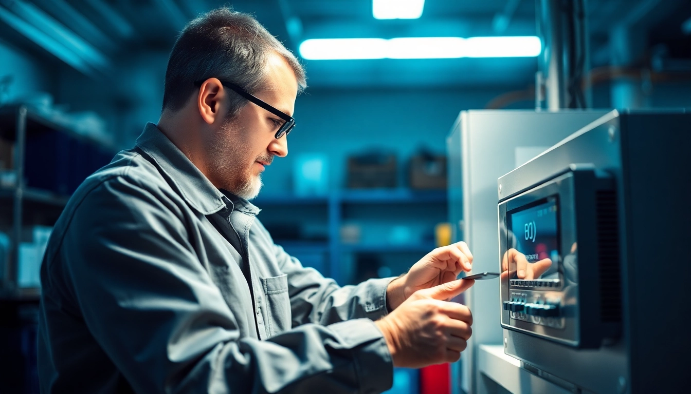 Techniker führt eine DGUV V3 Prüfung an elektrischen Geräten durch, um Sicherheit am Arbeitsplatz zu gewährleisten.