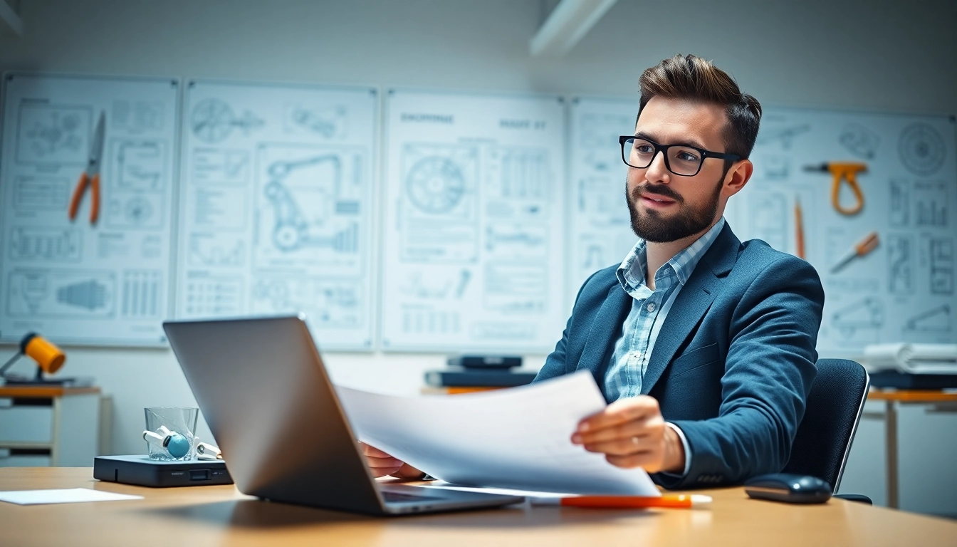 Headhunter Ingenieure analysiert Lebensläufe in einem modernen Büro.