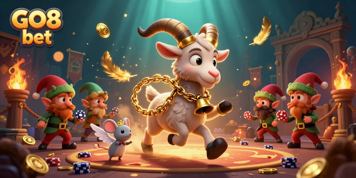 Experience the thrill of GO8 bet in a vibrant casino atmosphere with playful characters and rich details.