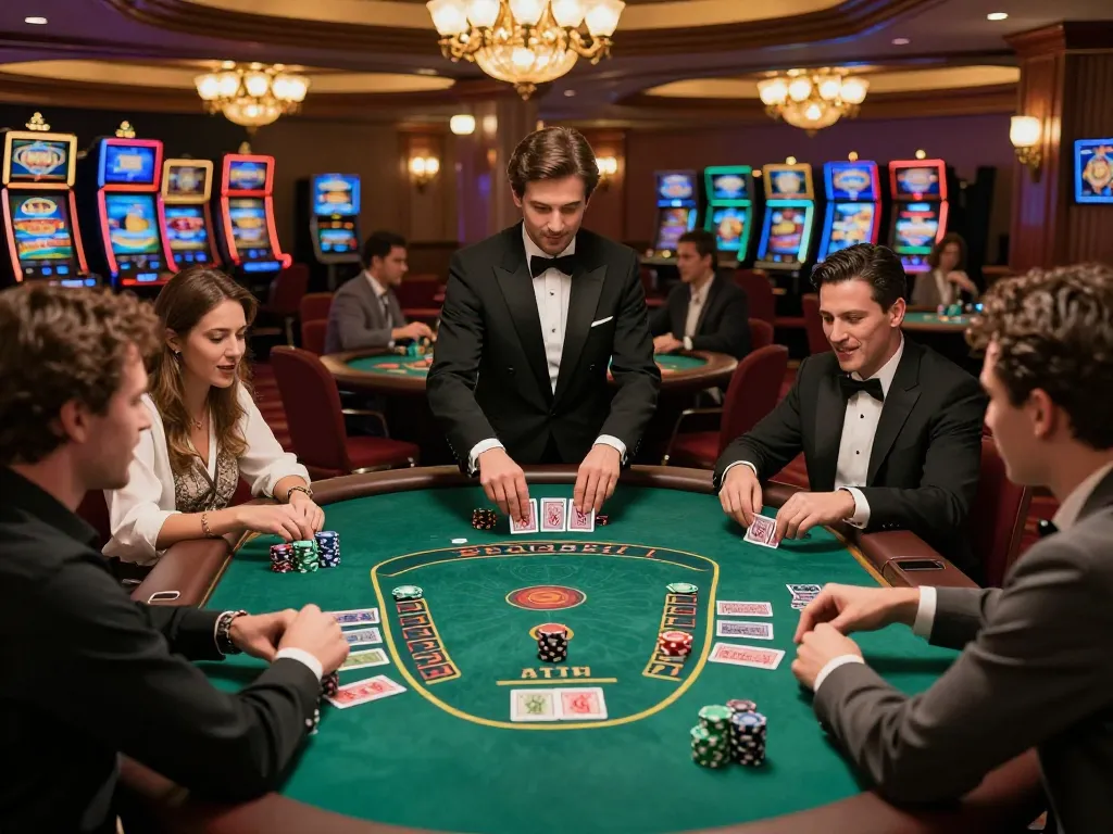 Watch players engage in intense blackjack gameplay at the vibrant casino, https interactive environment captures the thrill.