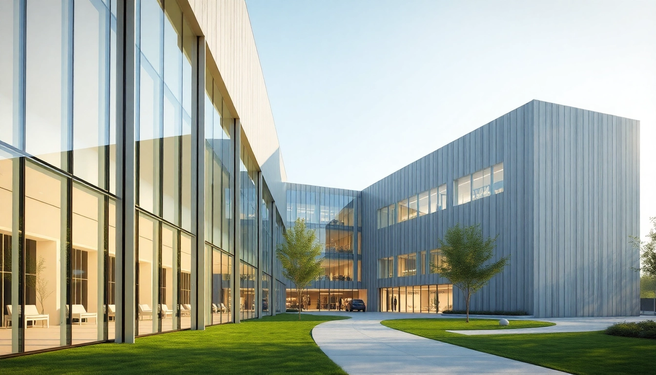 Prozess der Architekturvisualisierung, wo moderne Gebäude harmonisch im urbanen Umfeld integriert werden und fotorealistische Details hervorheben.