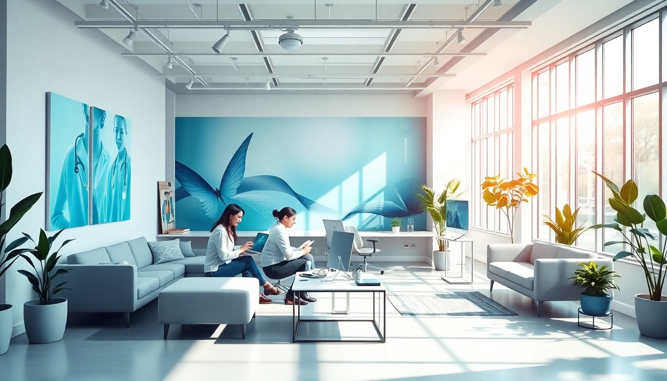 Creative workspace of a werbeagentur pflege promoting healthcare marketing.