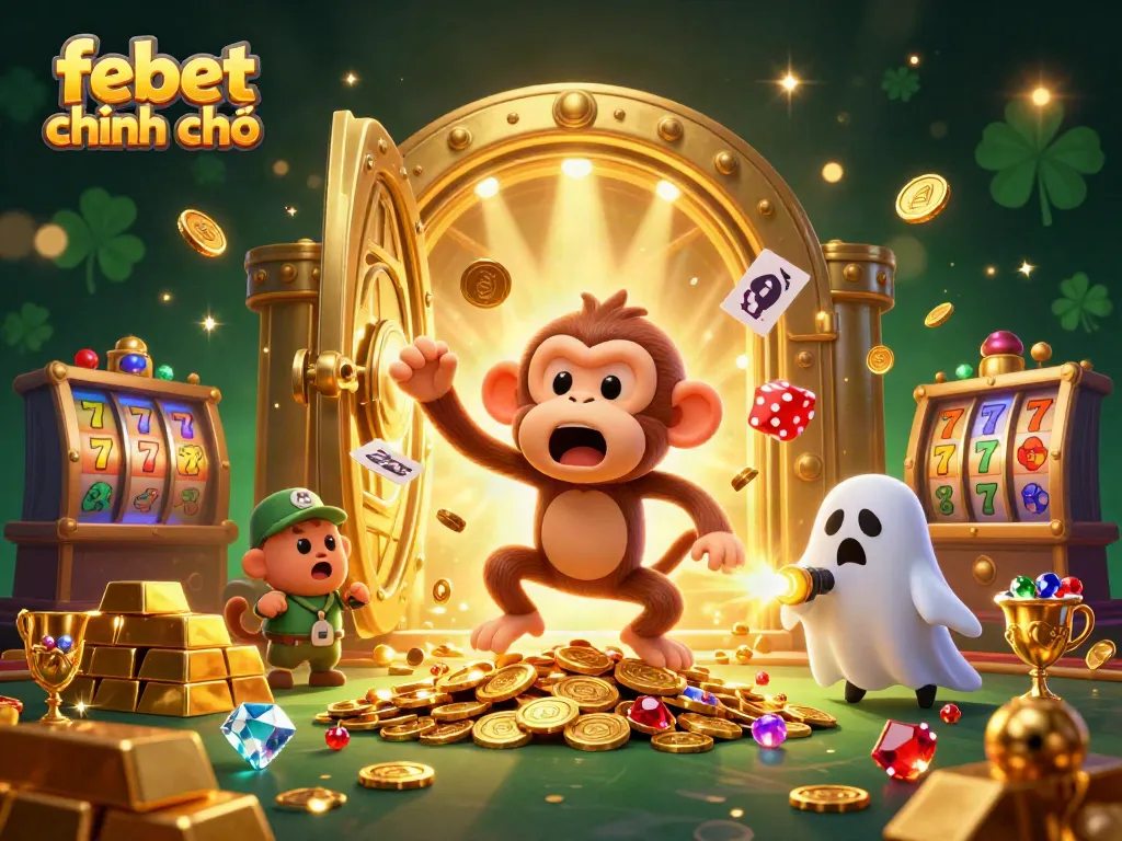 Experience the excitement of gaming with febet chính chủ in a vibrant, magical casino scene.