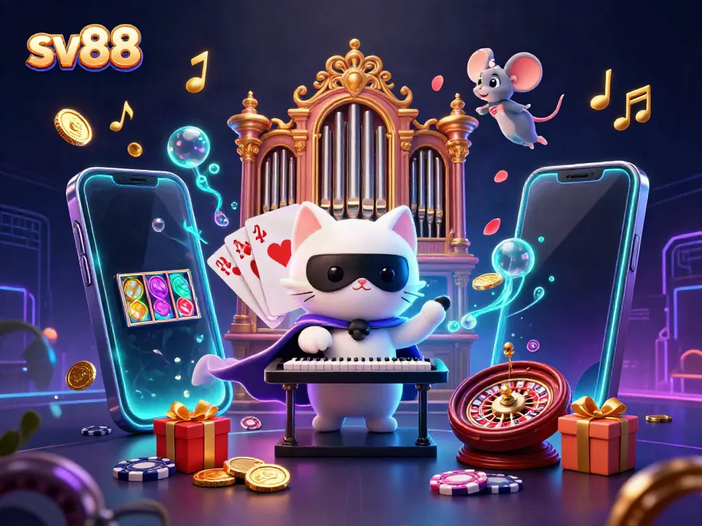 Engage with sv88's vibrant casino experience through an interactive and colorful scene.