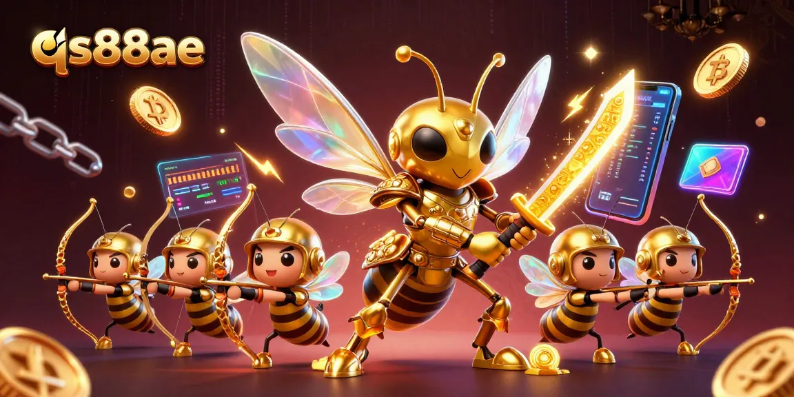 Engage in thrilling games with qs88ae's vibrant casino illustration showcasing dynamic characters and crypto elements.