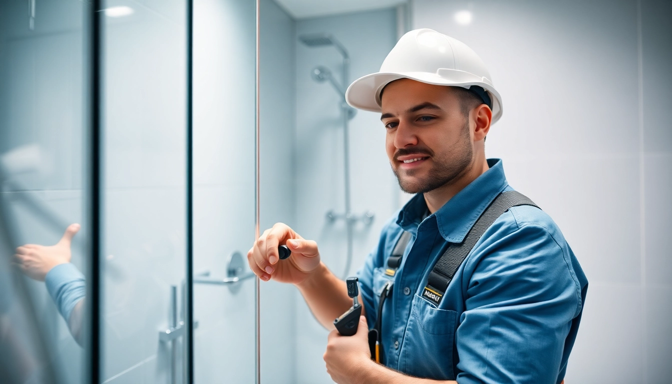 Installateur Notdienst: Professioneller Klempner repariert modernes Badezimmer.