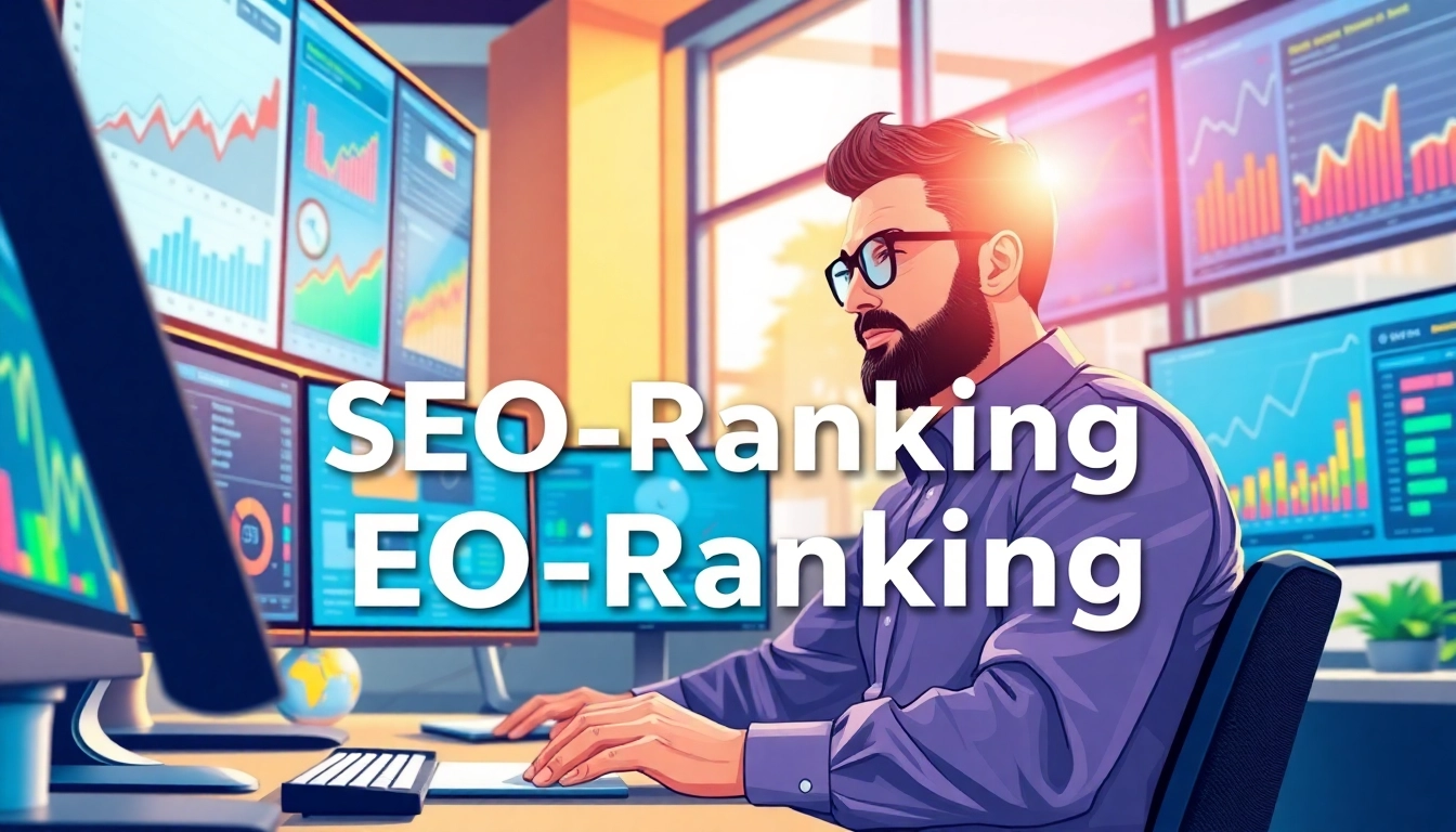 Analyze SEO-Ranking trends with a digital marketing expert in a modern office.