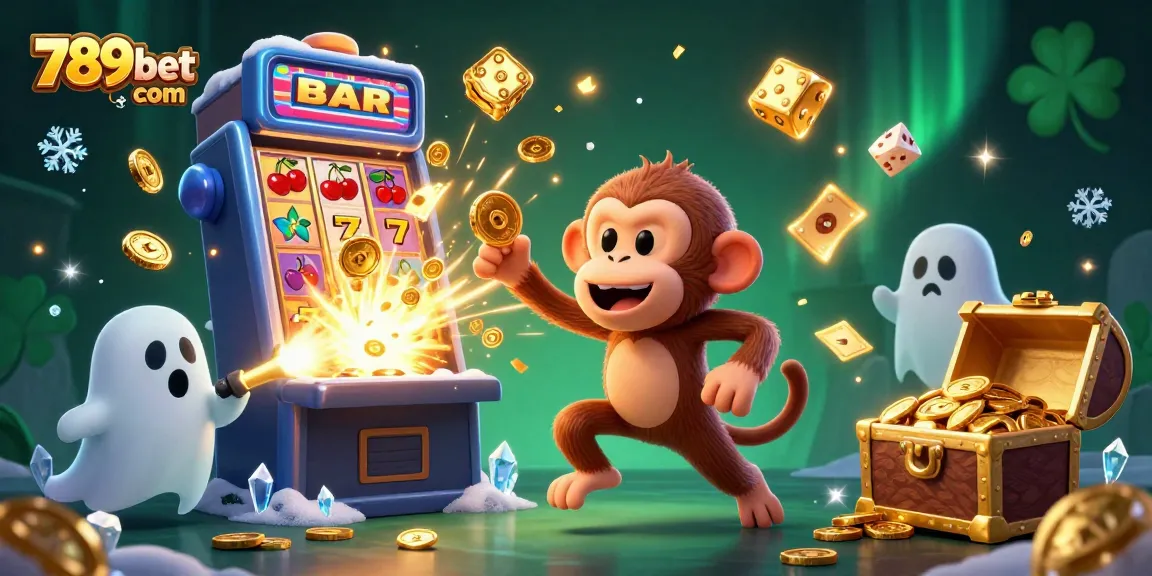 Experience thrilling gameplay with 789bet com in this vibrant casino-themed illustration depicting a haunted adventure.