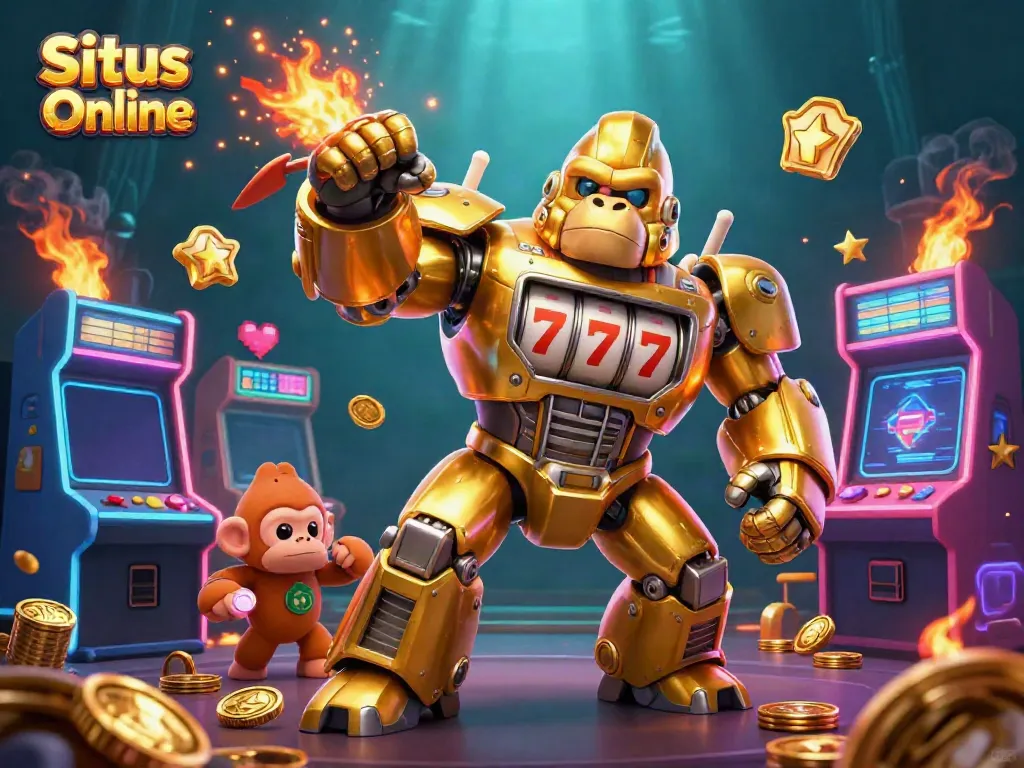 Create exciting moments at Situs Bola Online with our vibrant 3D gaming illustration showcasing thrilling casino gameplay.