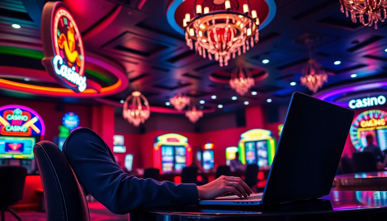 Spielen im online casino ohne anmeldung mit inspirierendem Ambiente und hellem Neonlicht.