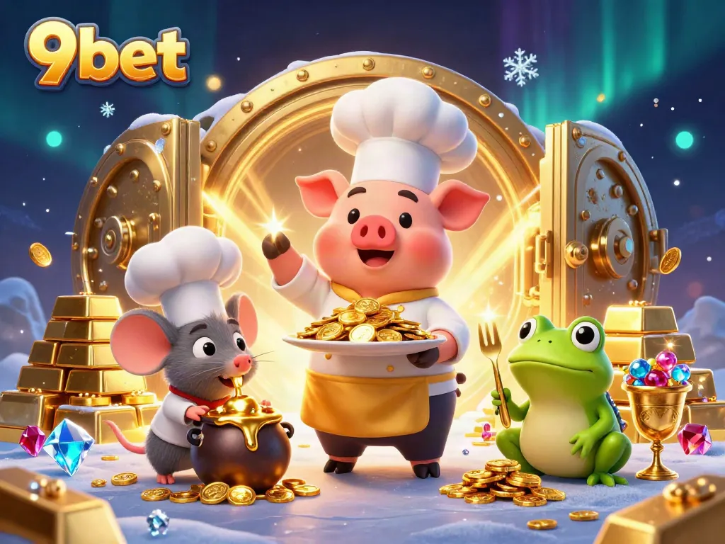 Play and win with 9bet at a vibrant casino scene filled with treasures and excitement.