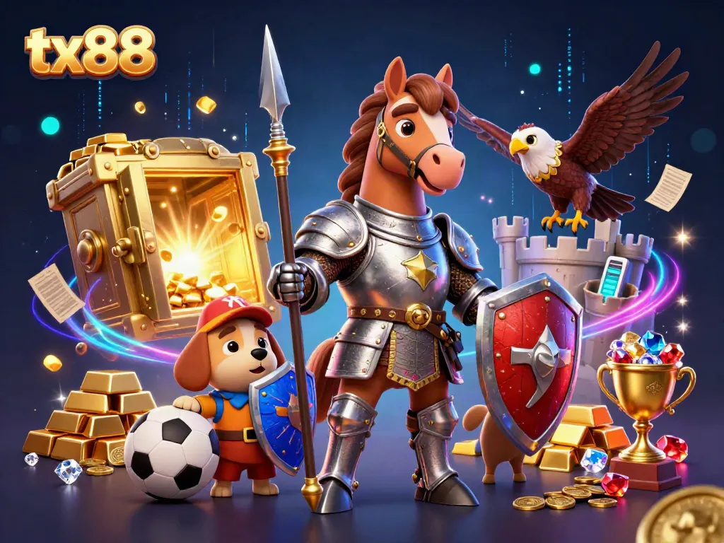 Experience thrilling sports betting action with tx88's vibrant casino-themed illustration.