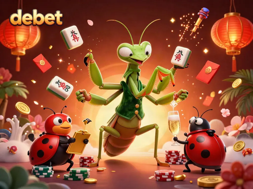 Experience thrilling gameplay at debet with a vibrant casino scene featuring card gaming and festive elements.