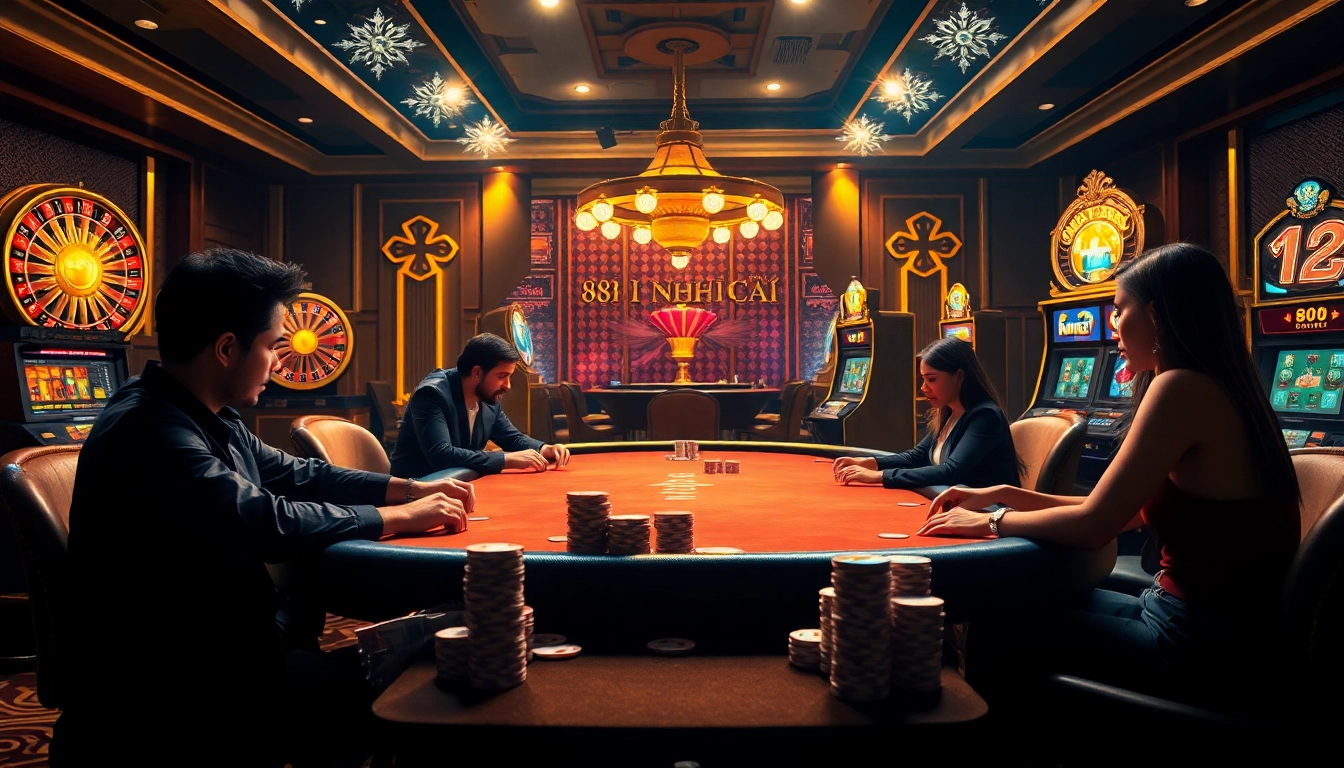 Exciting poker game at 88i nhà cái, showcasing vibrant chips and professional players.