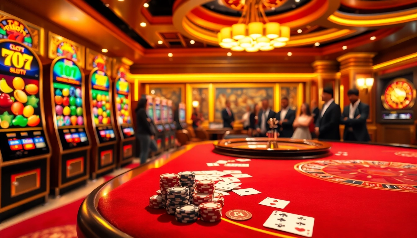 Experience thrilling gameplay at Slot777 with engaging slot machines and vibrant casino ambiance.