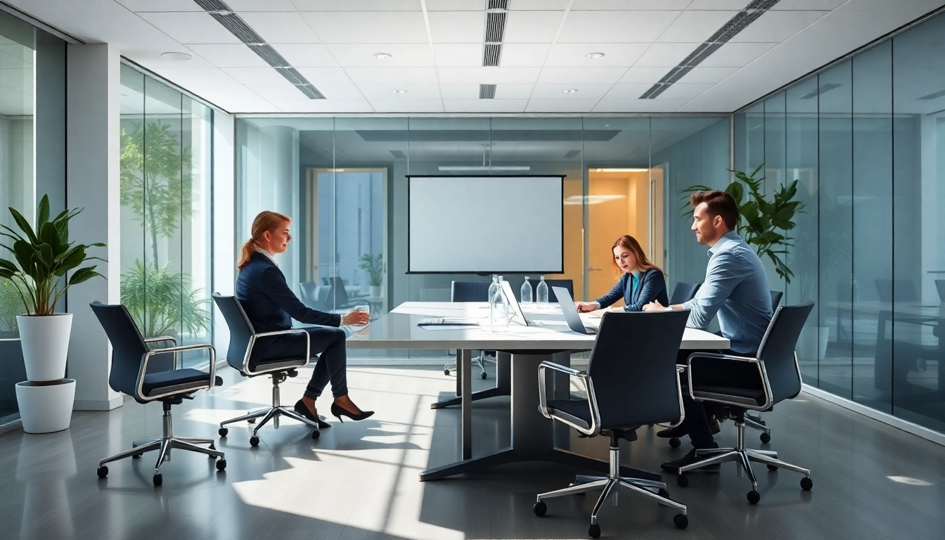 Das Team der Unternehmensberatung analysiert gemeinsame Strategien in einem modernen Büro-Setting.