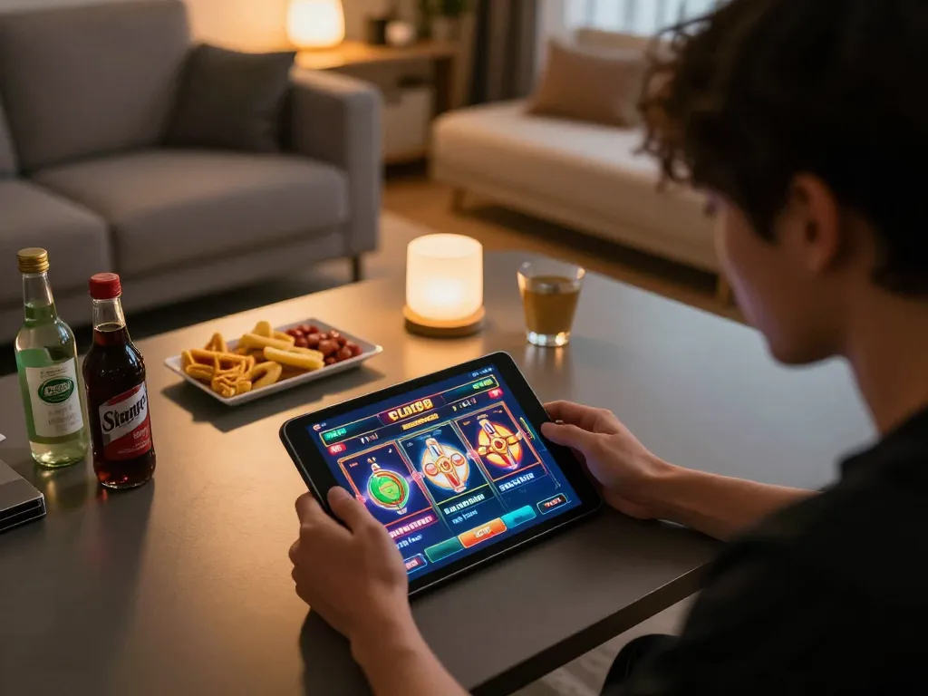 Player engaging with slot88 resmi on tablet, showcasing immersive online casino experience