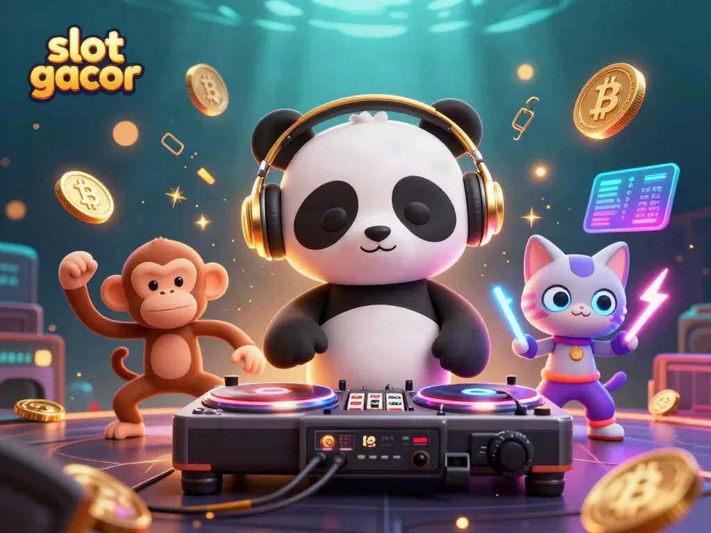 Experience thrilling slot gacor action with colorful characters and dynamic casino elements in a vibrant 3D scene.