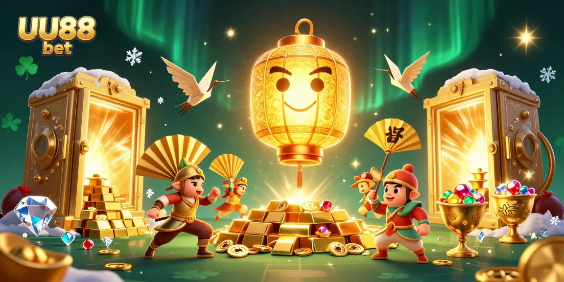 Experience the magic of UU88 bet in this vibrant, high-energy casino scene filled with golden treasures.