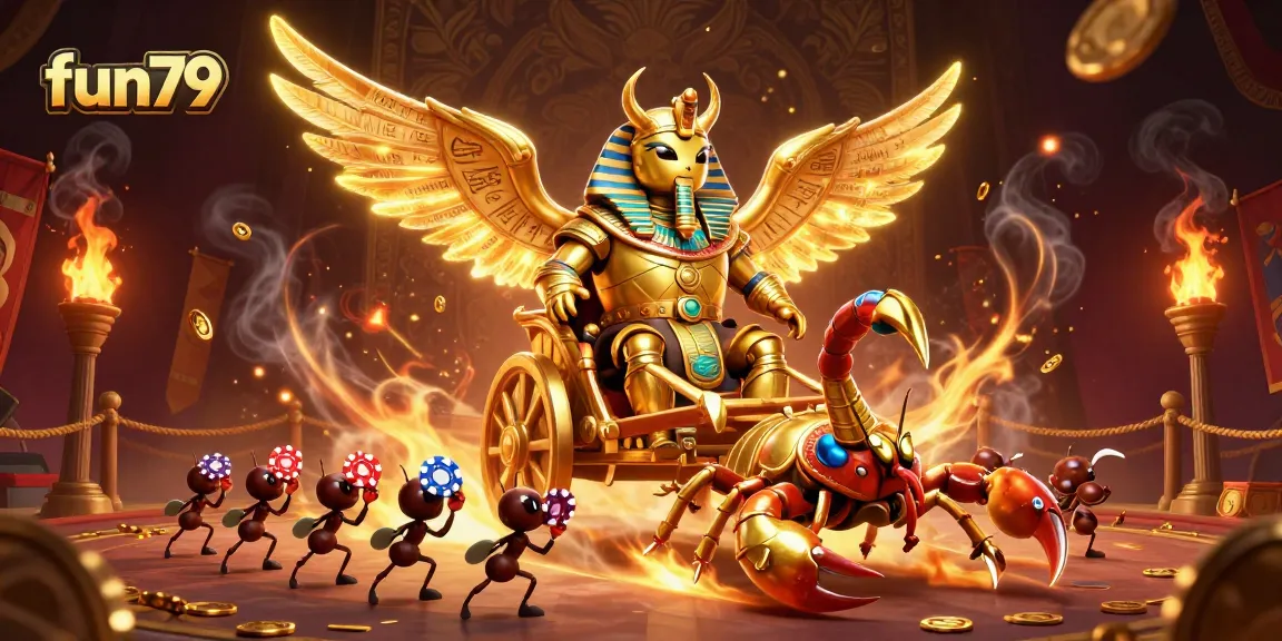 Experience fun79 with vibrant 3D characters and casino elements in an action-packed scene.