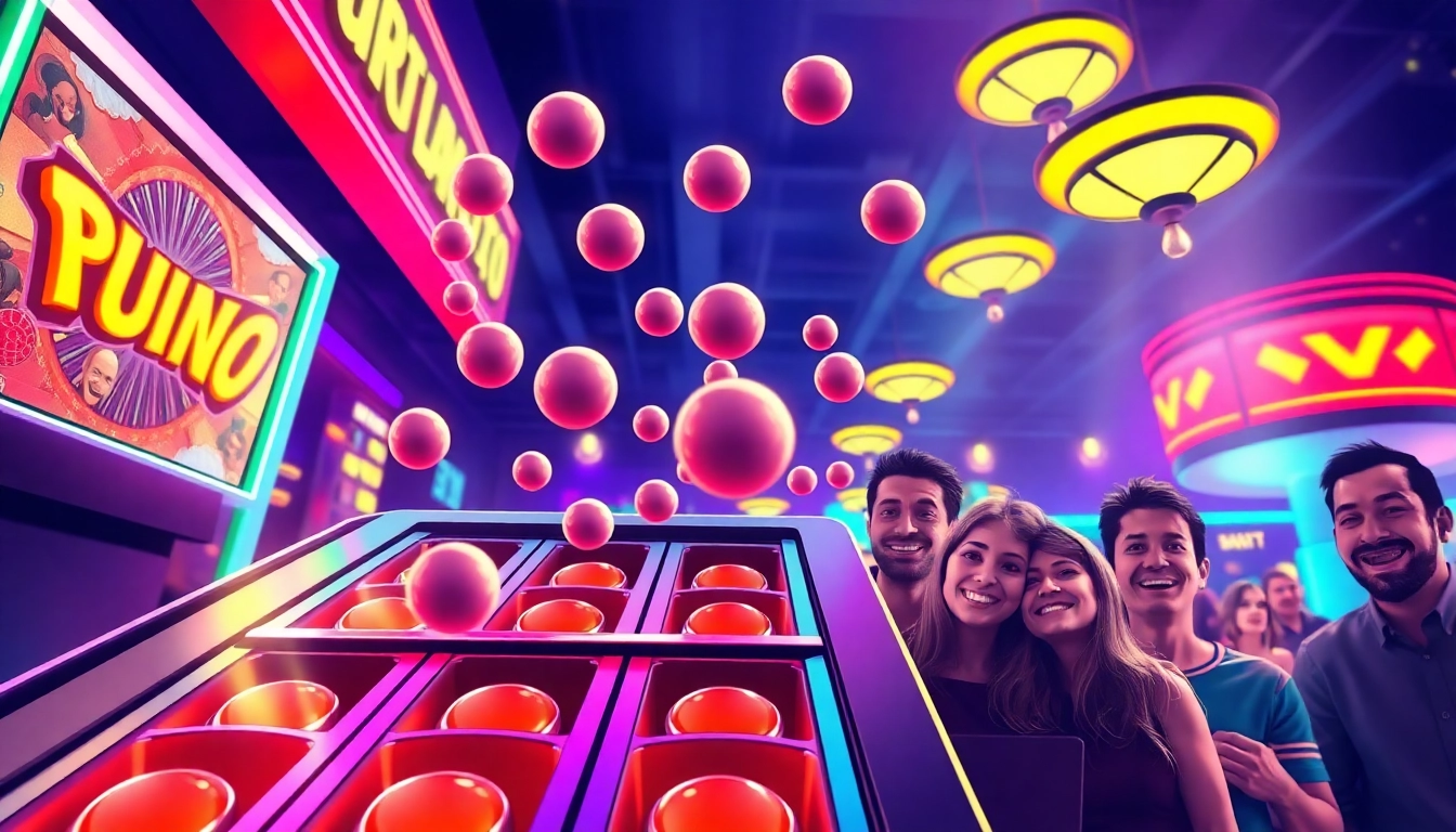 Experience the thrill of the plinko game with vibrant colors and dynamic action in a lively casino atmosphere.