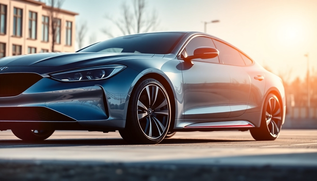 Lackschutzfolie München schützt Ihr Auto mit modernster Technologie, glänzend und makellos dargestellt zwischen urbanem Ambiente.