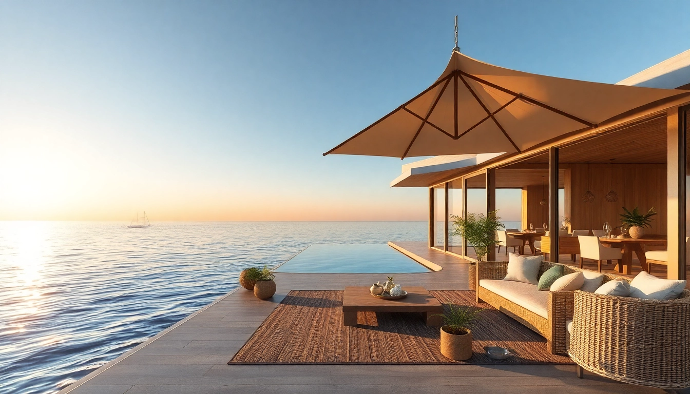 Genieße die Ruhe in einer Küstenkabine mit modernem Design und Meerblick.