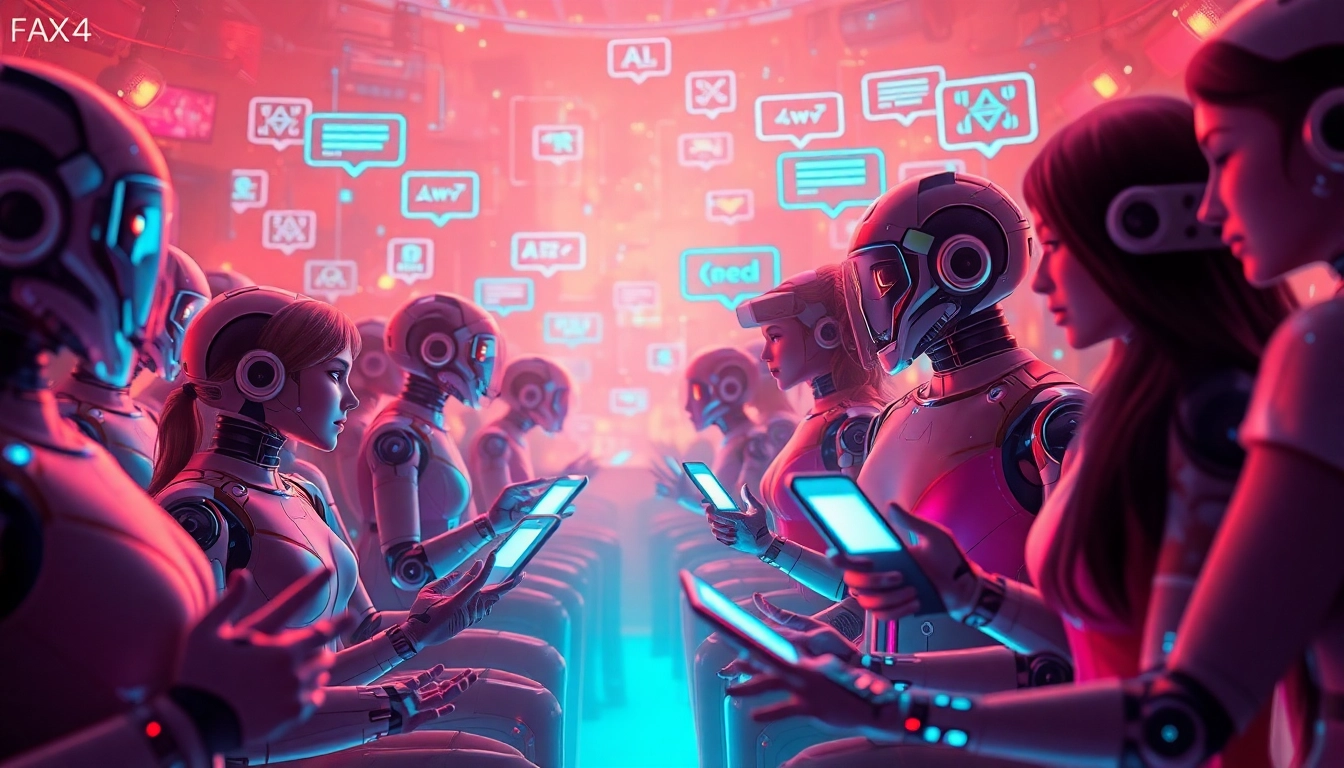 Engaging visual of interactive AI characters in lively conversations showcasing free sex ai technology.