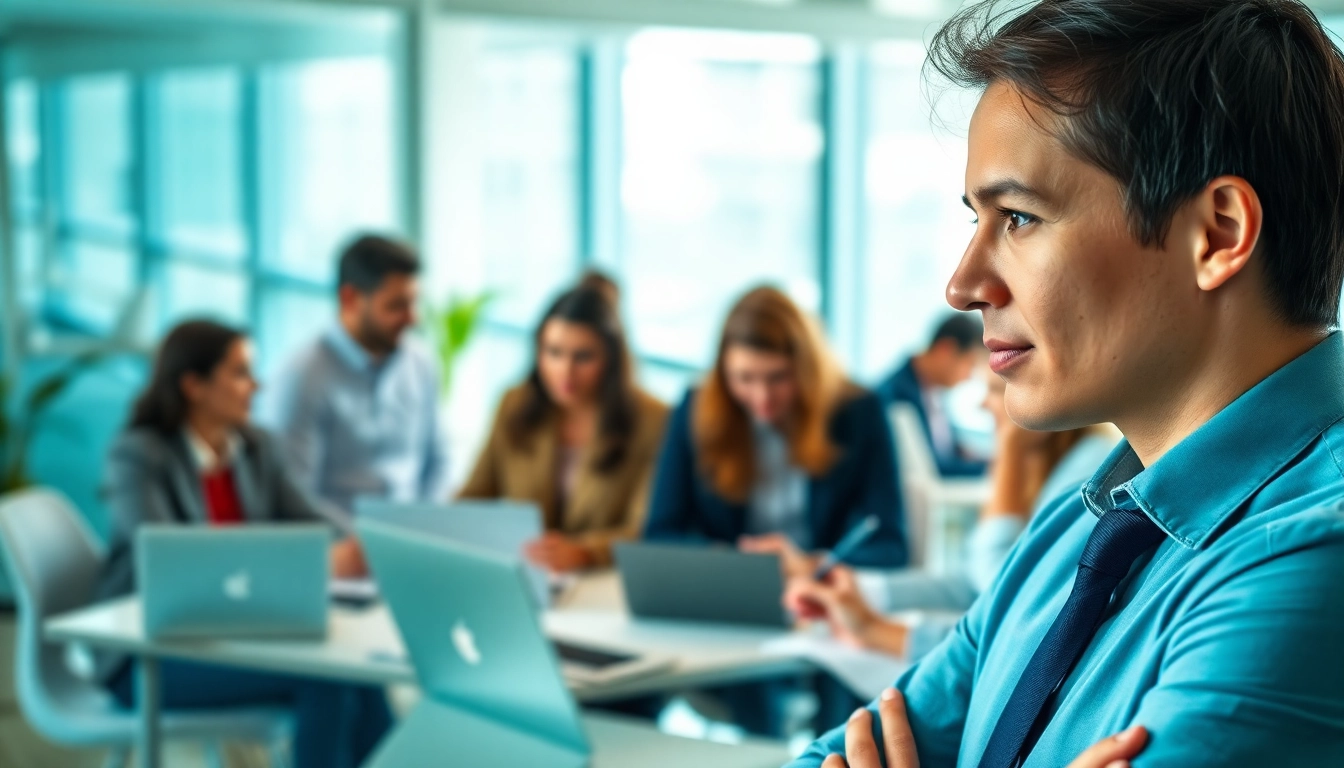 Headhunter IT engaging with professionals in a modern office setting, showcasing recruitment expertise.