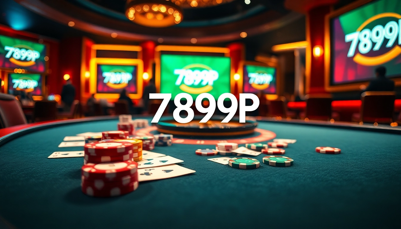 Experience the thrill of winning at 789P with poker chips and cards on display at a luxurious casino table.